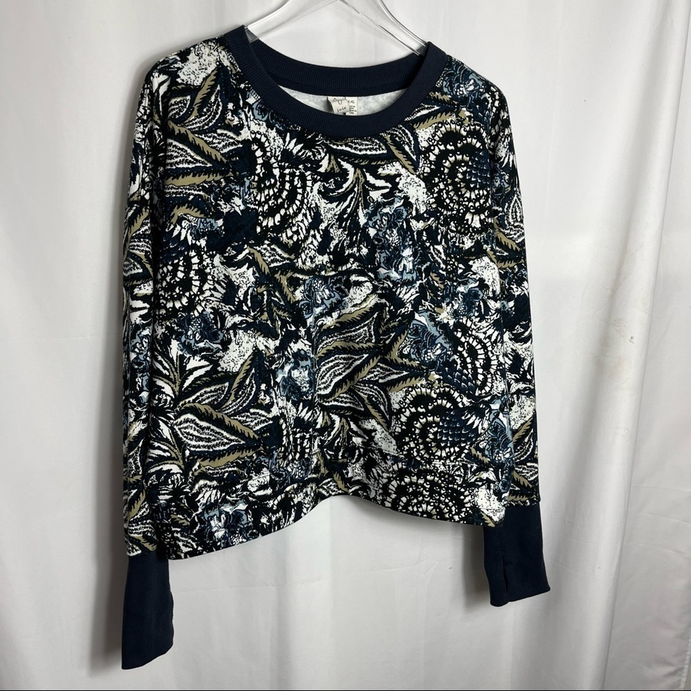 Joie Caleigh Floral Print Sweatshirt Cropped Blue size Large 1113